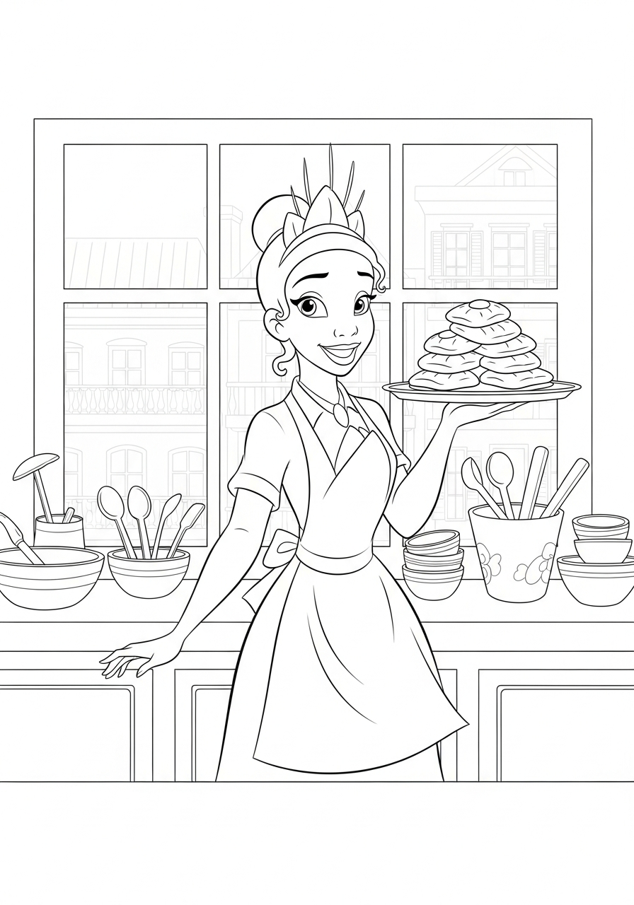 free Tiana printable coloring pages 1