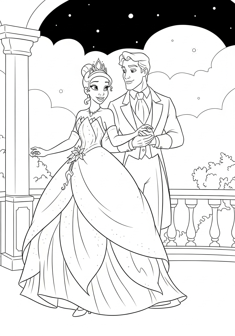 easy Tiana coloring pages