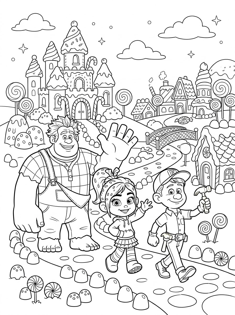 Wreck-It Ralph Coloring Pages 22 free Wreck It Ralph tree coloring pages