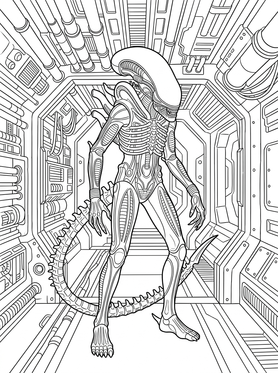 free Xenomorph coloring pages 1