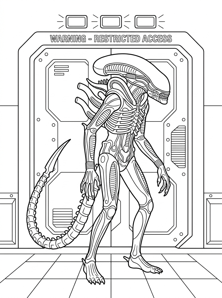 free Xenomorph coloring pages pdf 1