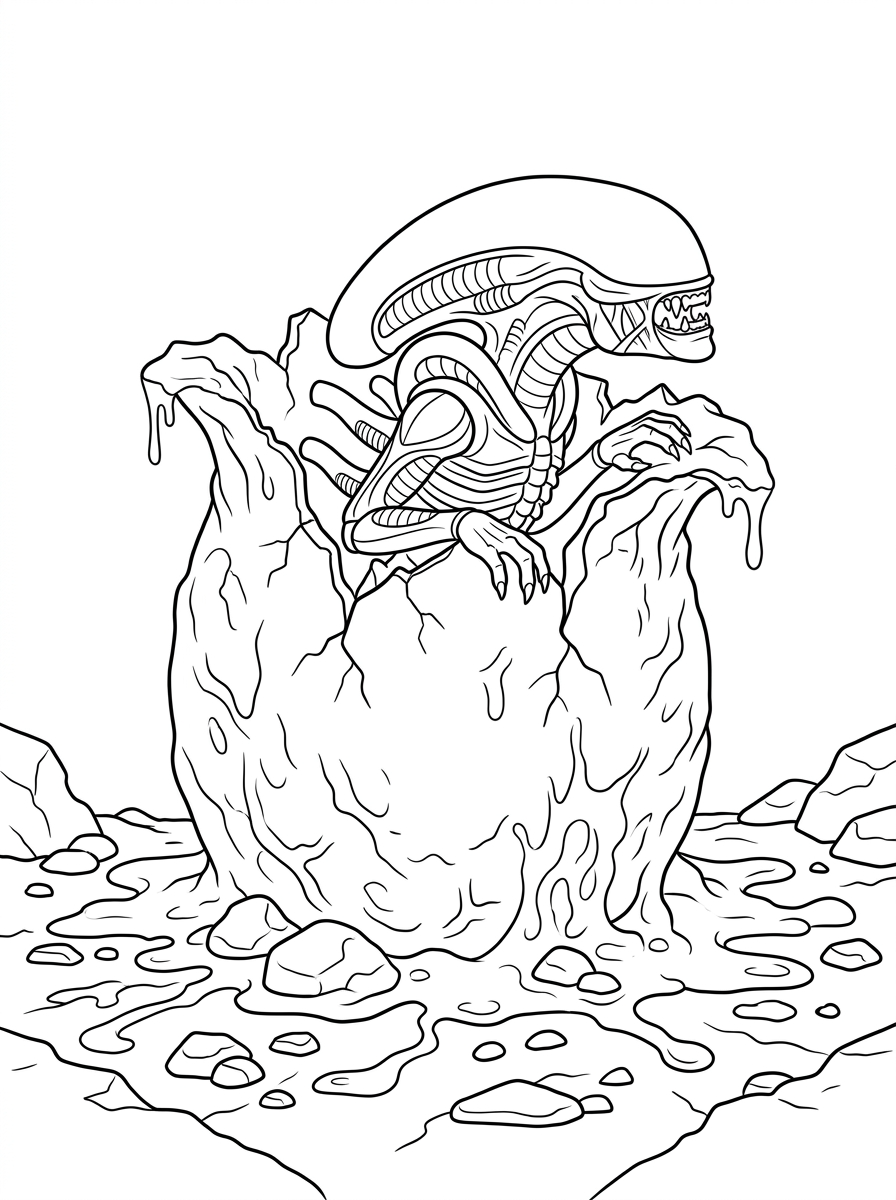 cute Xenomorph coloring pages
