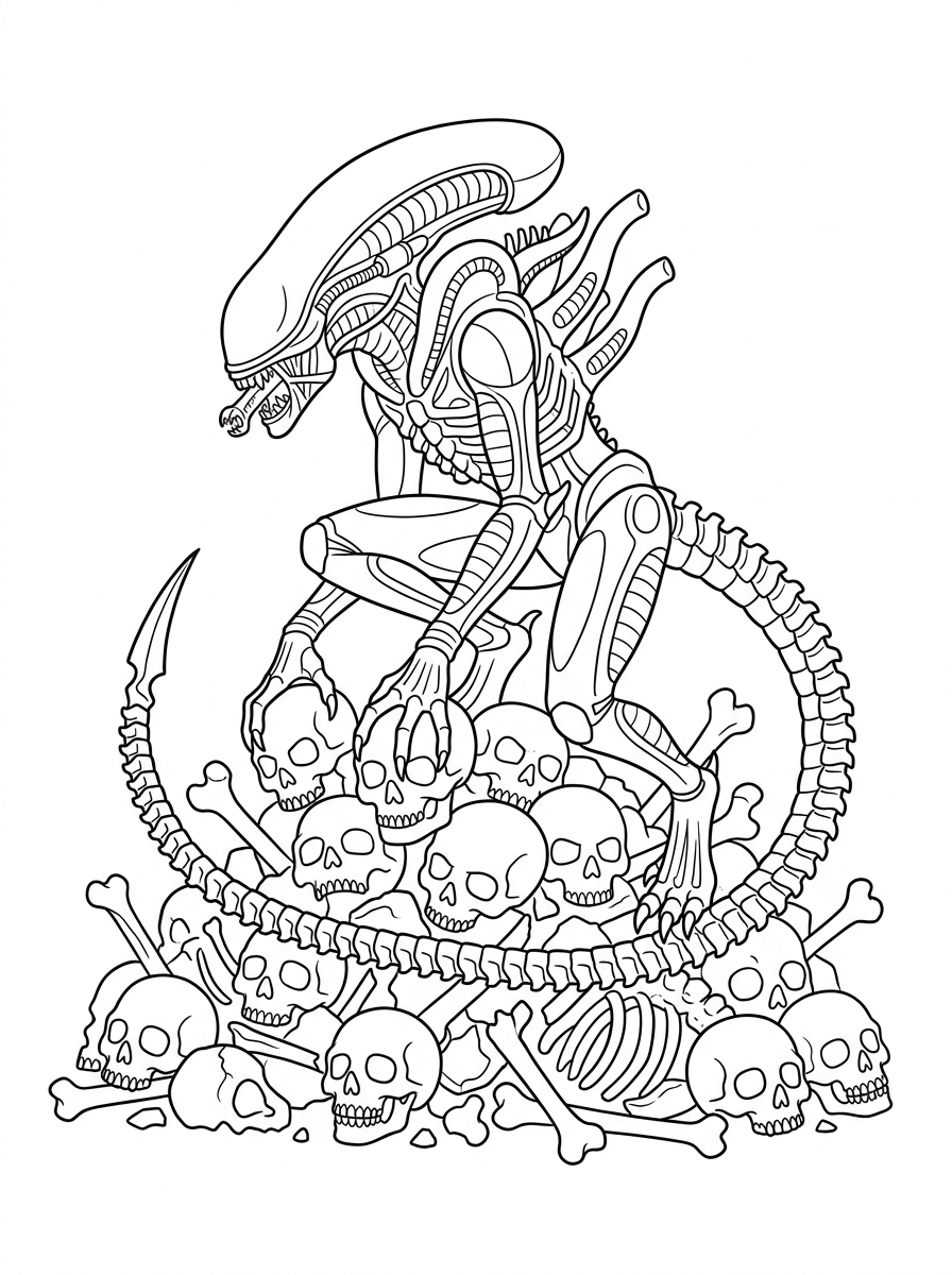 printable Xenomorph coloring pages for adults