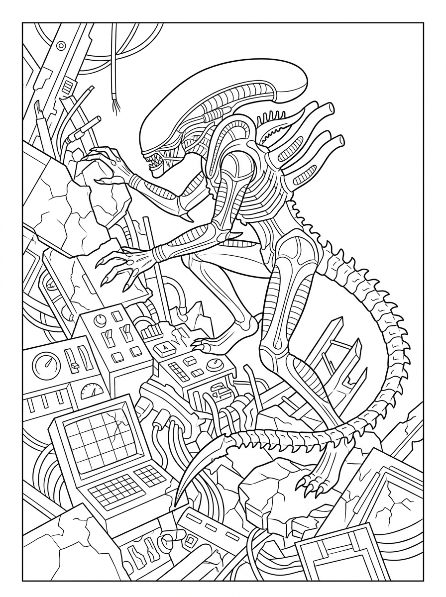 coloring pages for Xenomorph