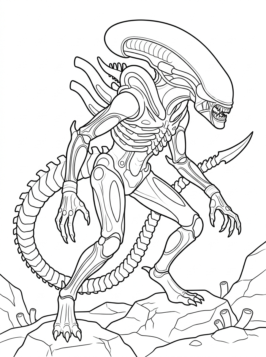 free Xenomorph coloring pages pdf