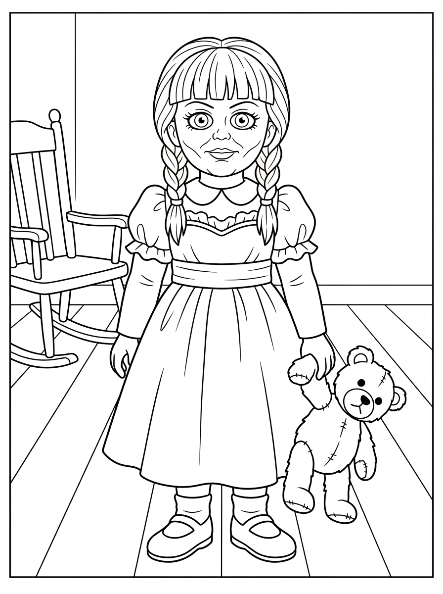 Gambar mewarnai Annabelle untuk dewasa 1