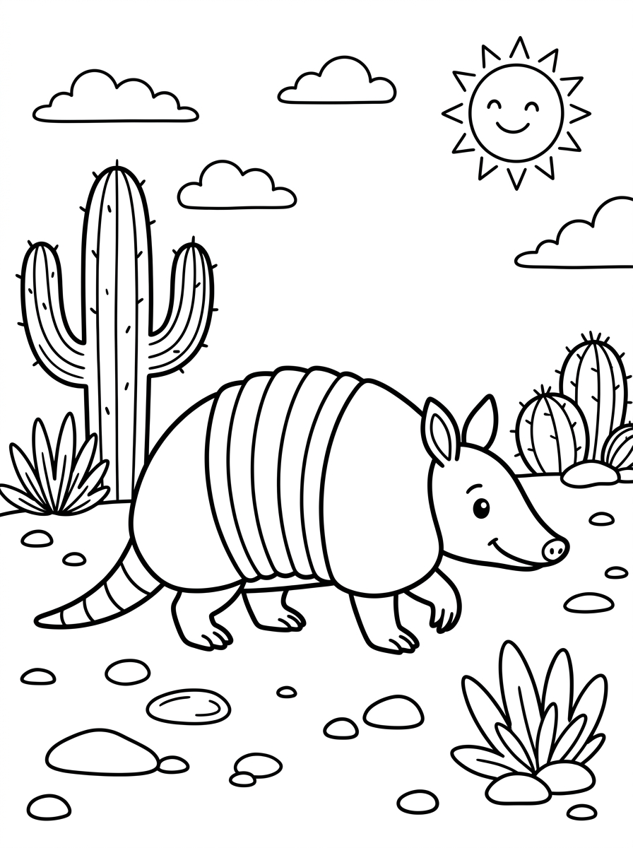 Armadillo themed coloring pages