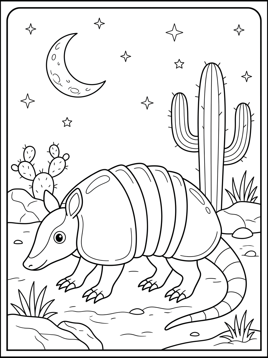 Armadillo coloring pages for preschoolers