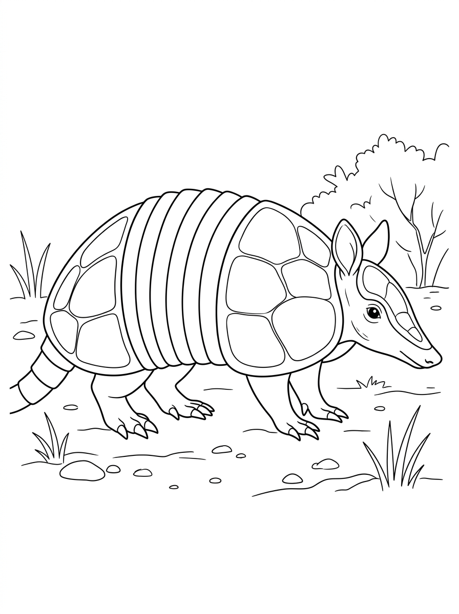 Armadillo coloring pages for adults easy