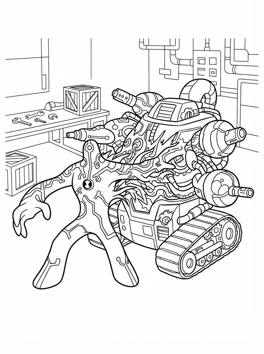 free full size printable Ben 10 coloring pages for adults pdf