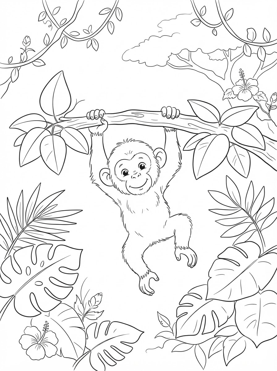 dibujos para colorear de chimpancés 2 Dibujos para colorear de chimpancés para niños