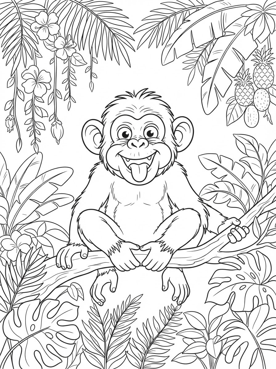 dibujos para colorear de chimpancés 11 Dibujos para colorear de chimpancés en formato PDF