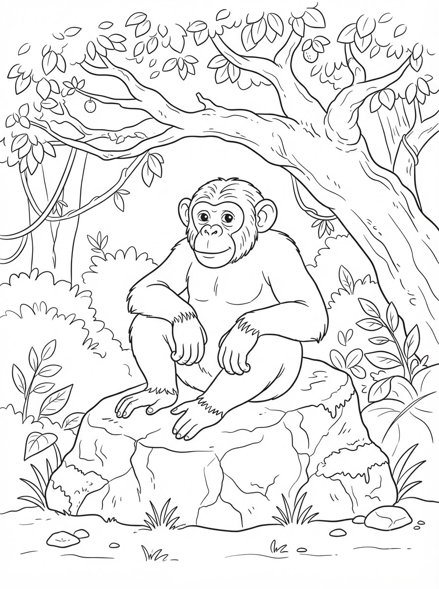 dibujos para colorear de chimpancés 14 Dibujos para colorear de chimpancés para adultos fáciles