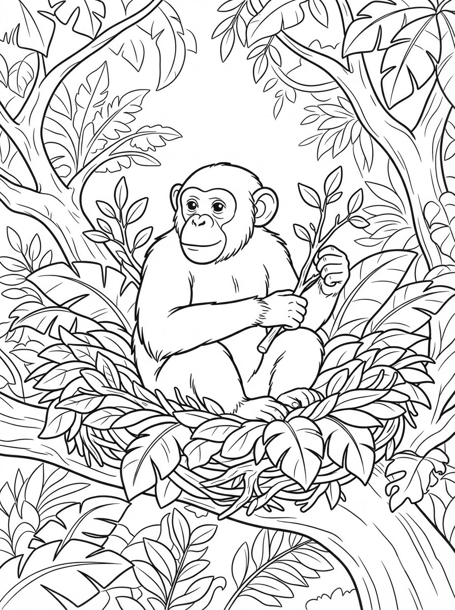dibujos para colorear de chimpancés 15 Dibujos para colorear de chimpancés para imprimir gratis 2