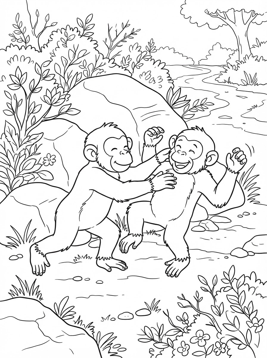 dibujos para colorear de chimpancés 20 Tarjetas para colorear de chimpancés