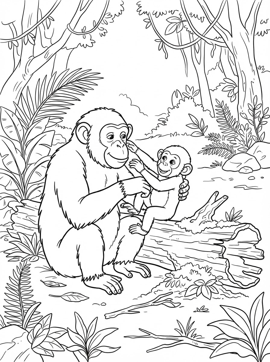 dibujos para colorear de chimpancés 21 dibujos para colorear de Chimpancé 1