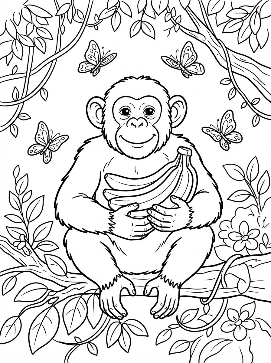 dibujos para colorear de chimpancés 10 Dibujos para colorear de chimpancés para imprimir gratis