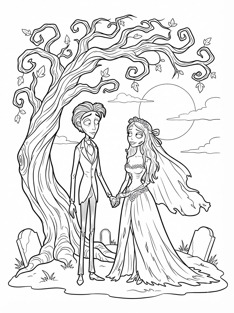 Corpse Bride Coloring Pages 22 free printable Corpse Bride coloring pages