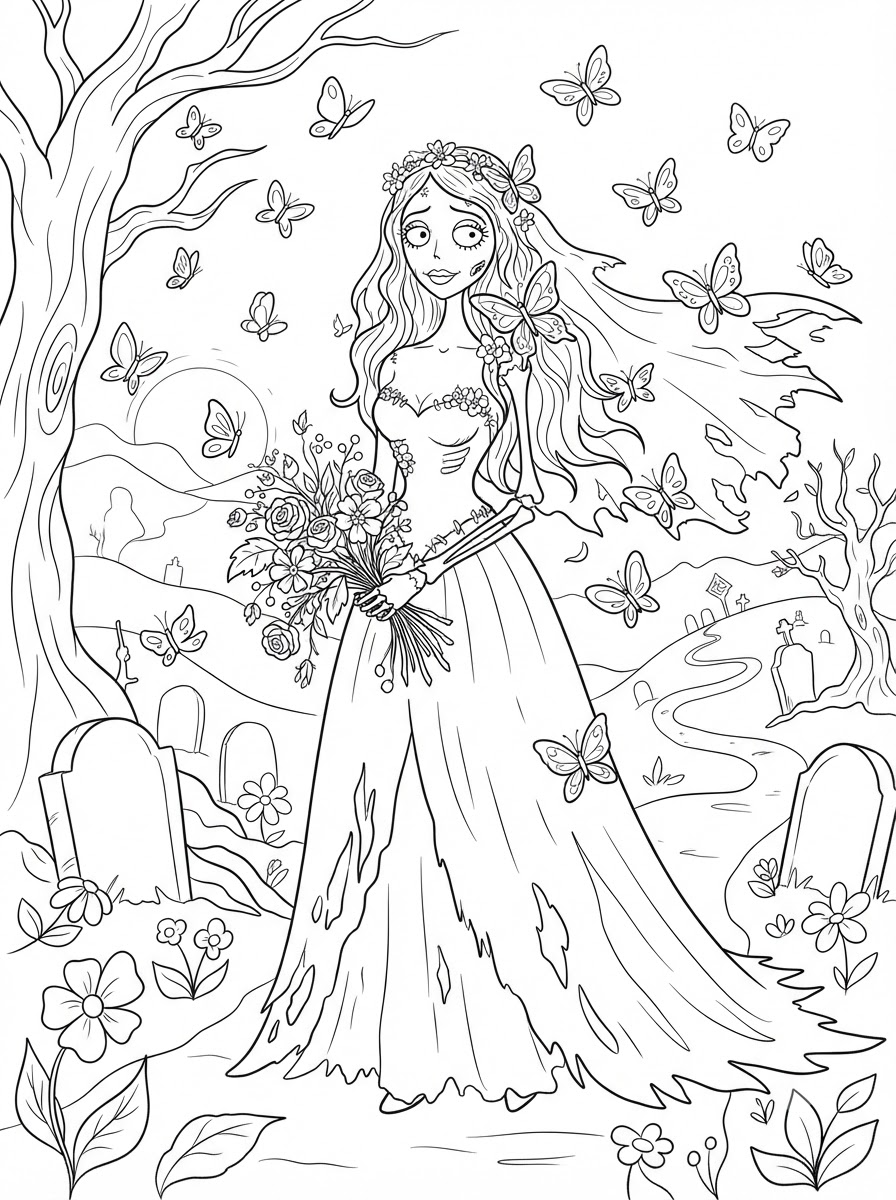 Corpse Bride Coloring Pages 9 hard Corpse Bride coloring pages