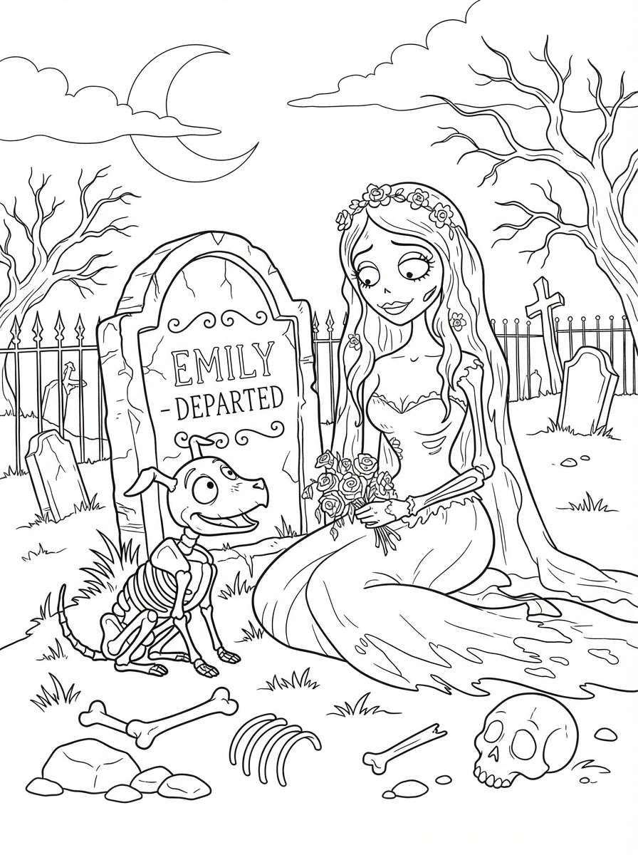 Corpse Bride Coloring Pages 7 detailed Corpse Bride coloring pages for adults