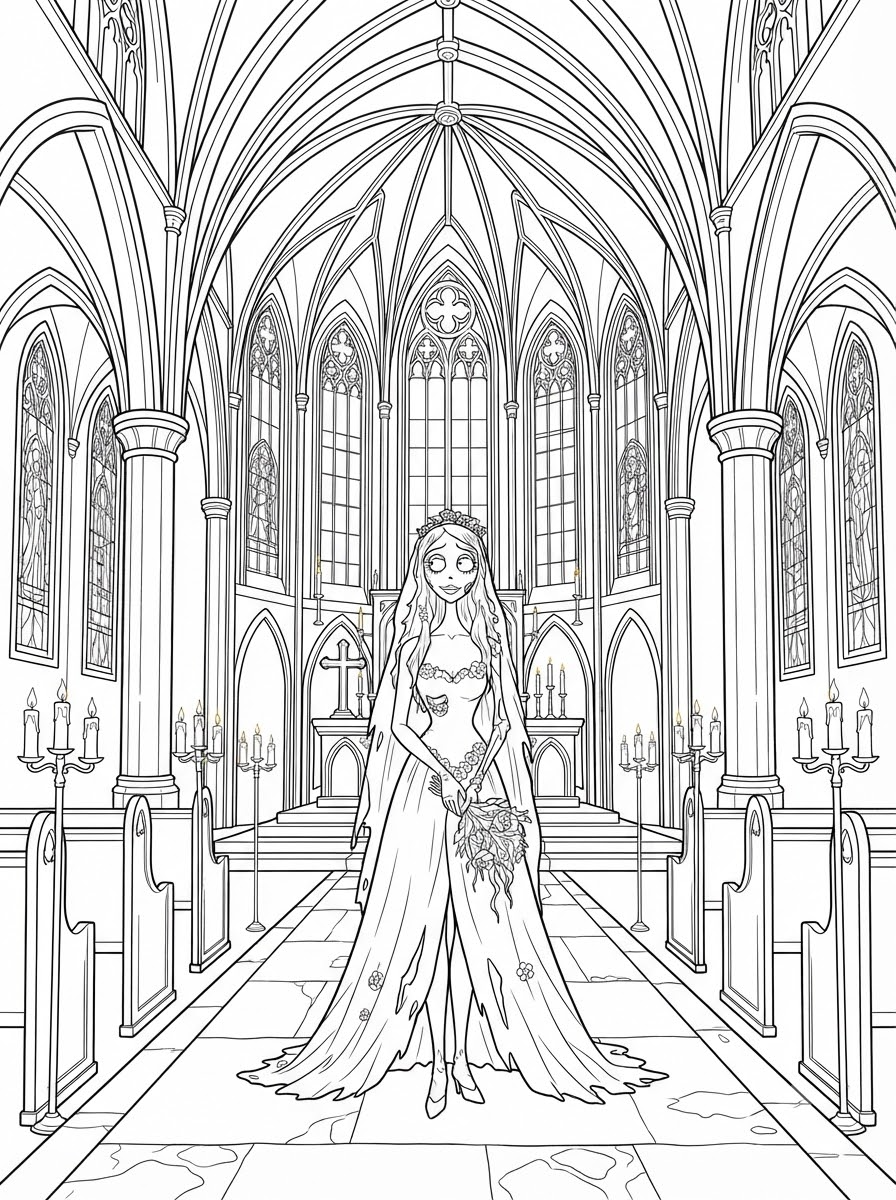 Corpse Bride Coloring Pages 19 easy cute Corpse Bride coloring pages