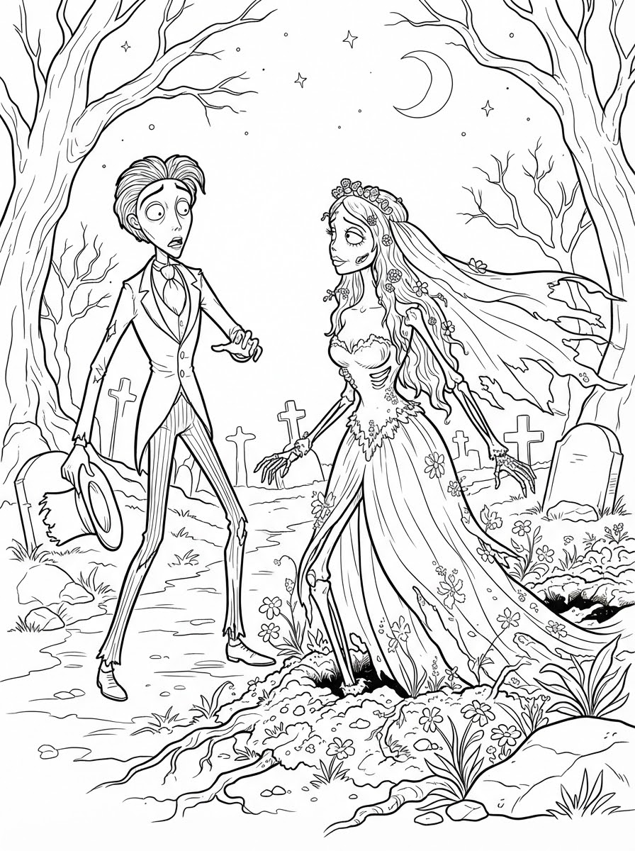 Corpse Bride Coloring Pages 18 Corpse Bride coloring pages for preschoolers