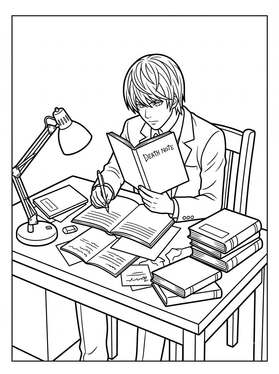 Planșe de colorat detaliate cu Death Note