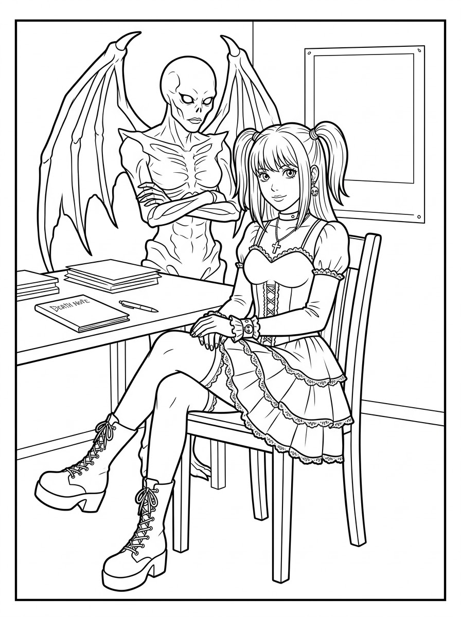 Planșe de colorat distractive cu Death Note