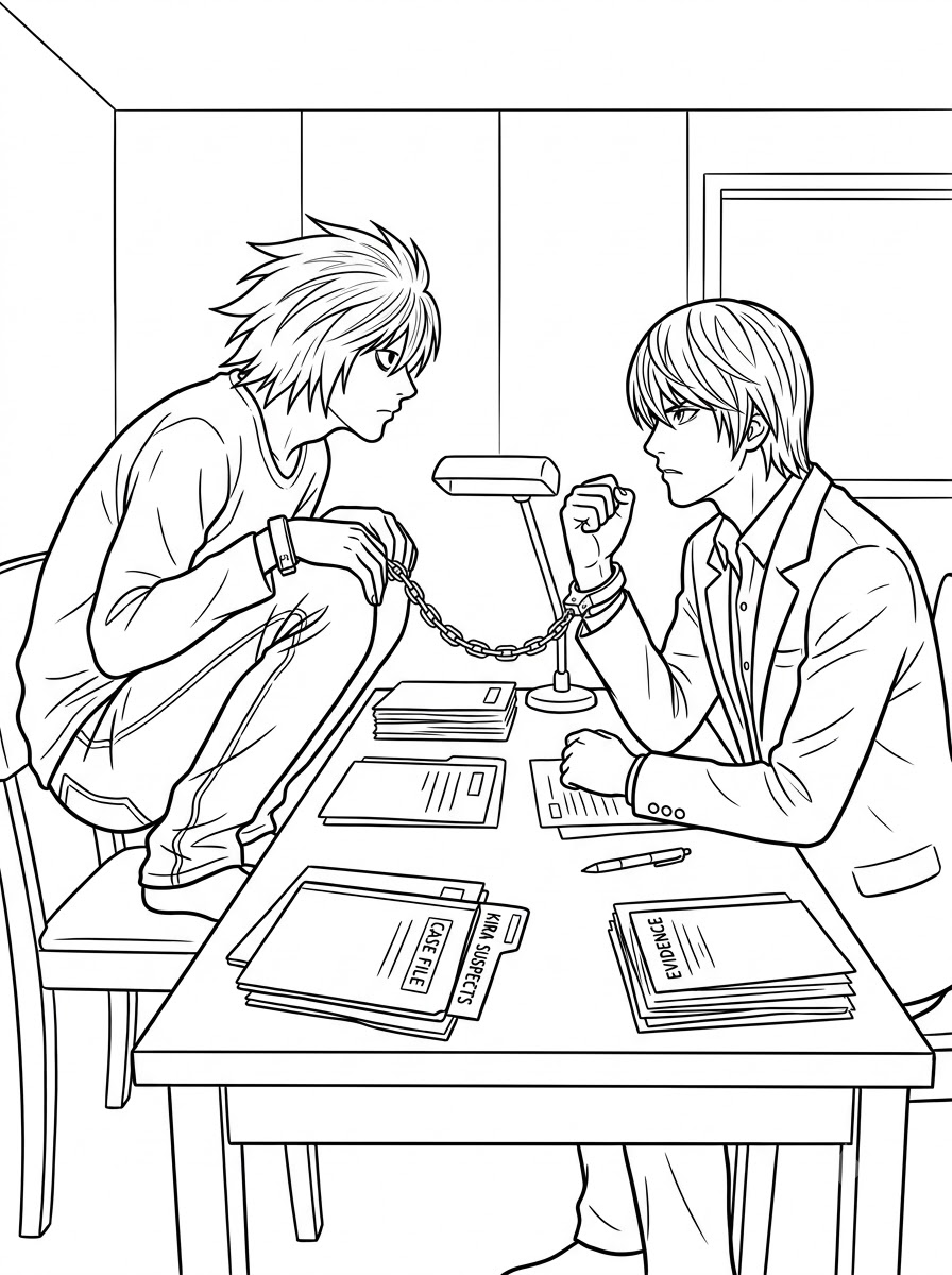 Planșe de colorat drăguțe cu Death Note