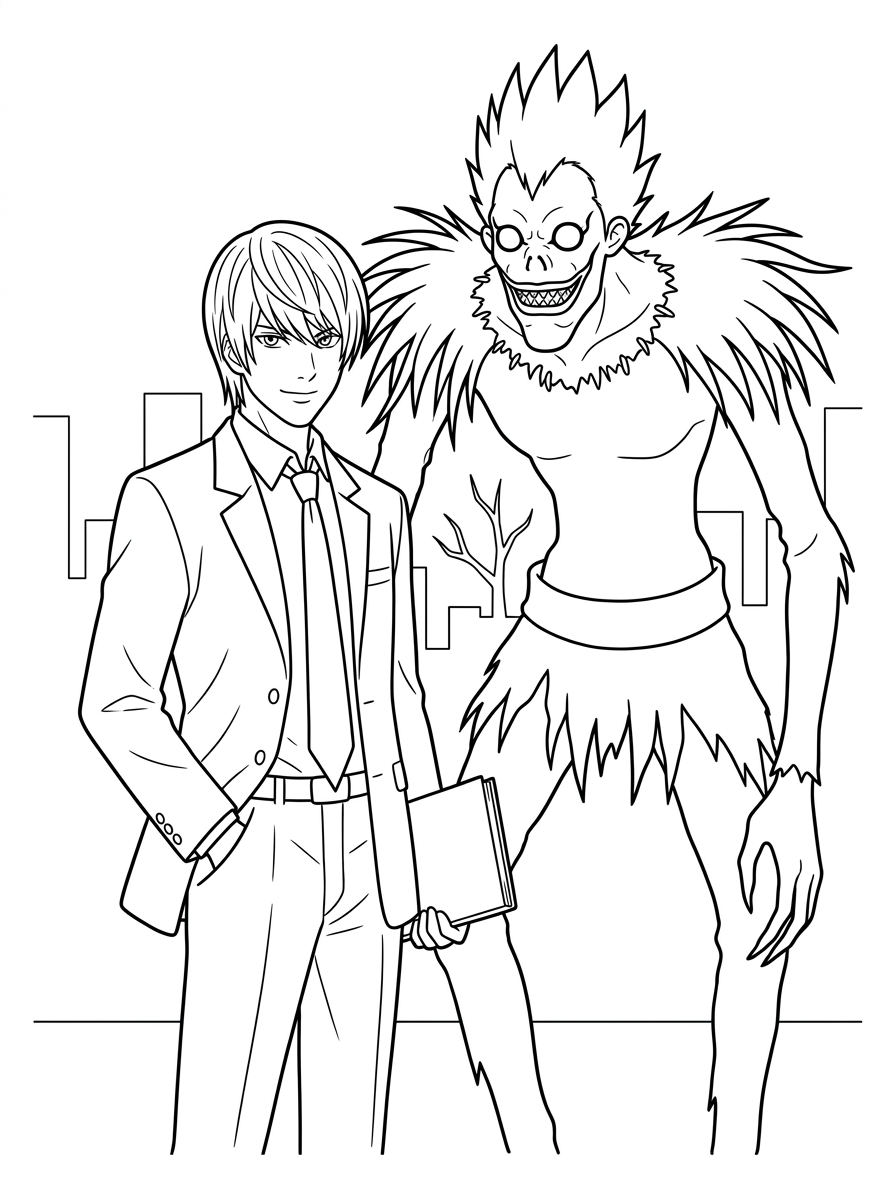 Planșe de colorat cu ornament Death Note