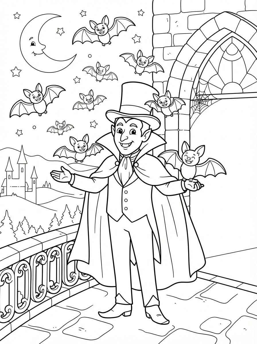 dibujos para colorear de Drácula para imprimir