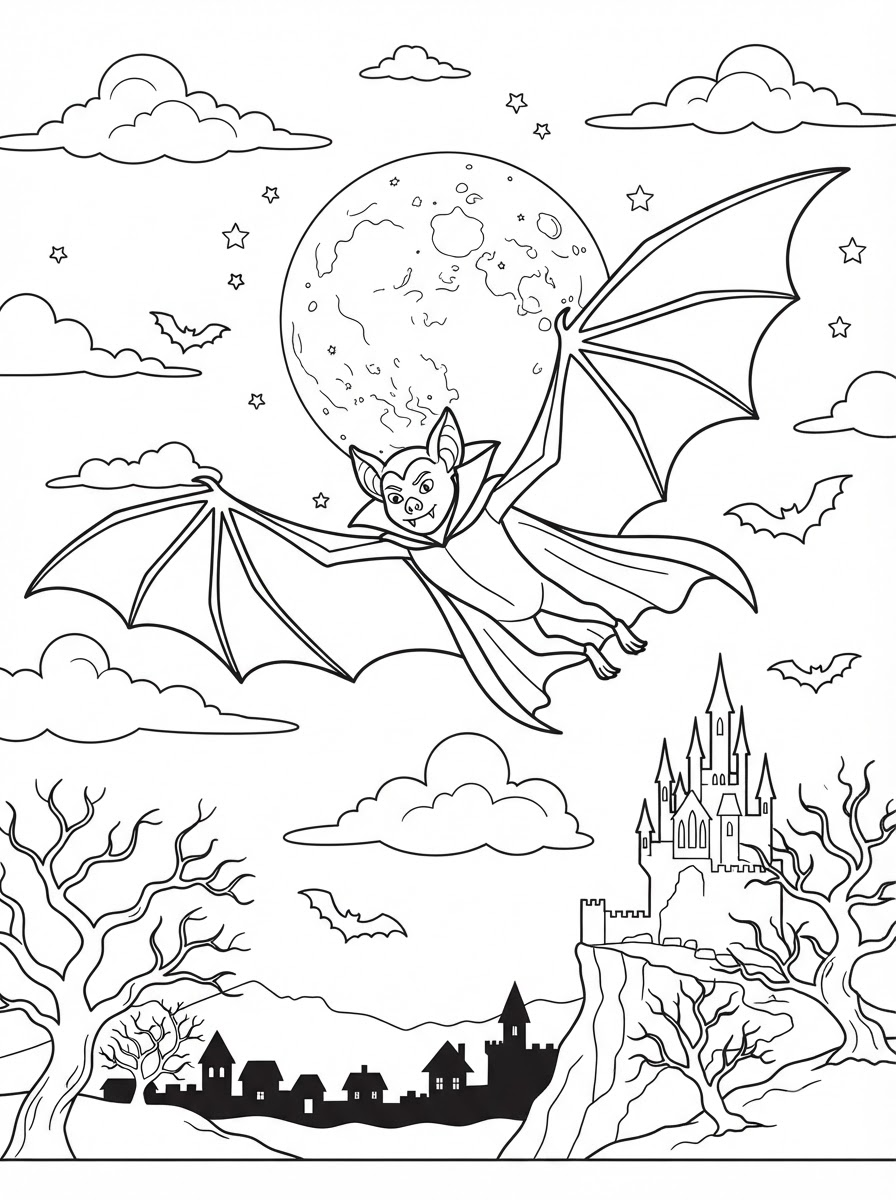 Dibujos para colorear para niños de Drácula 1