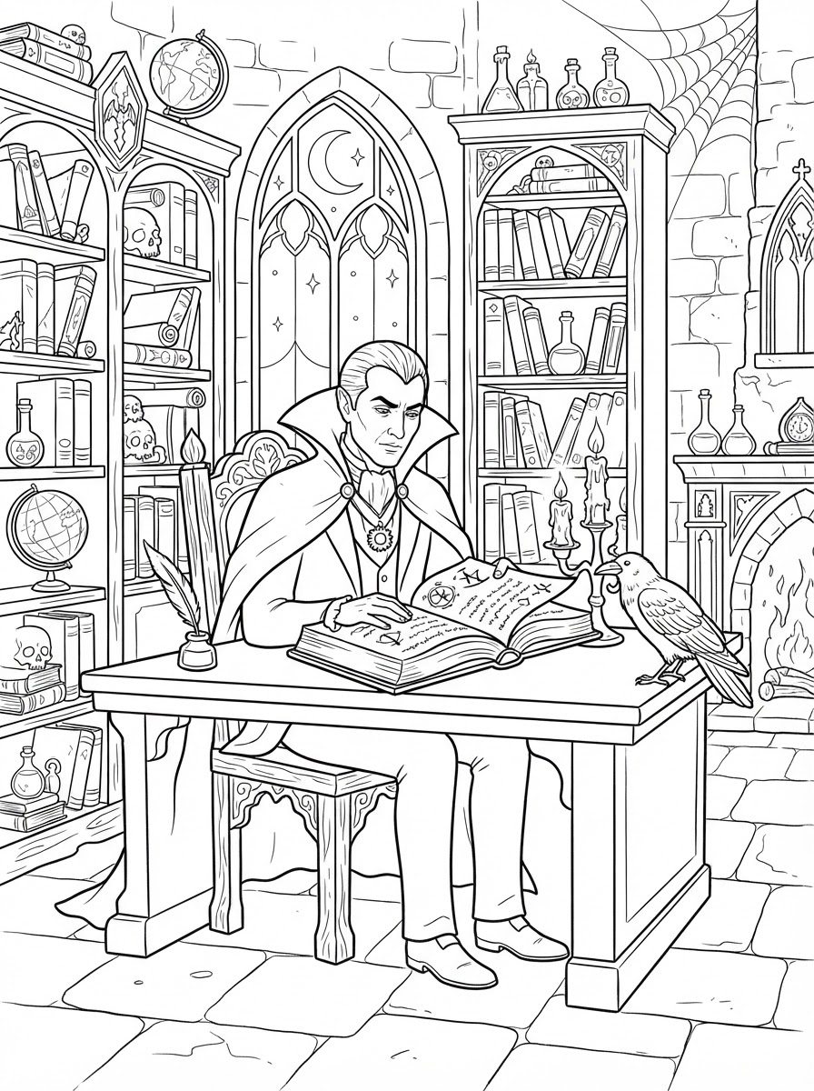dibujos para colorear de Drácula para preescolares