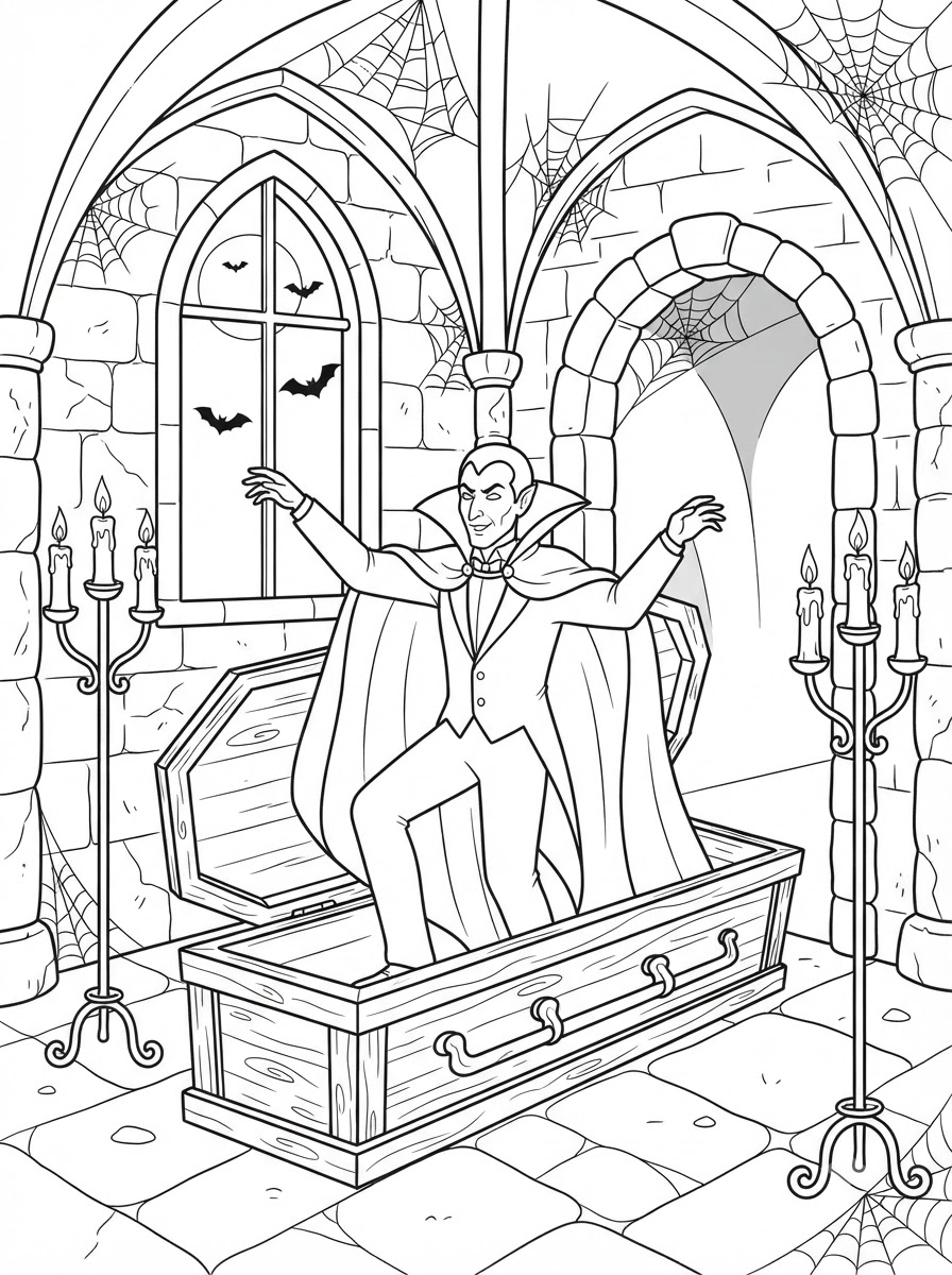 dibujos para colorear imprimibles de Drácula