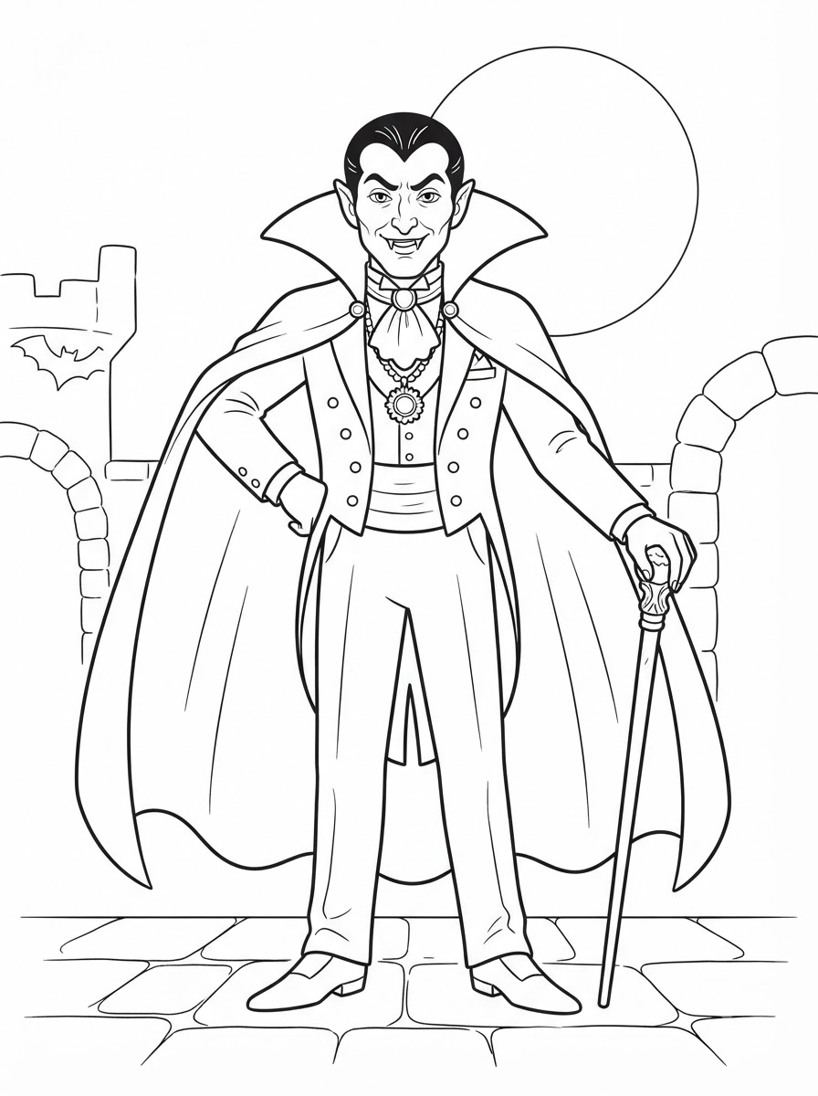 Dibujos para colorear de Drácula para niños