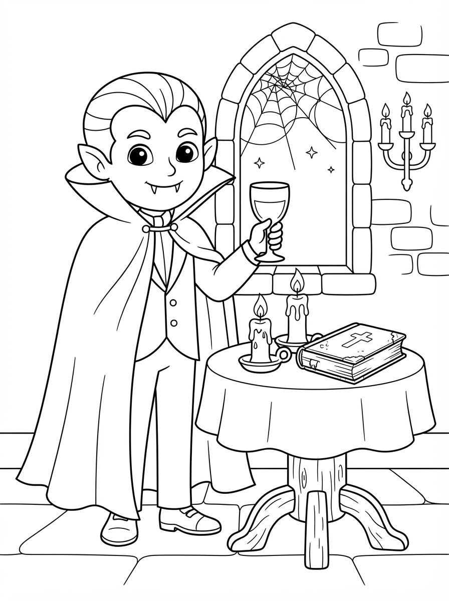 Dibujos para colorear de Drácula para adultos fáciles