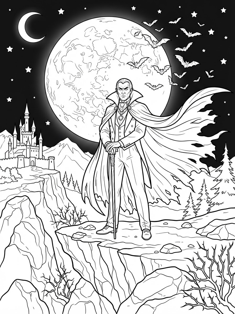 dibujos para colorear con temática de Drácula