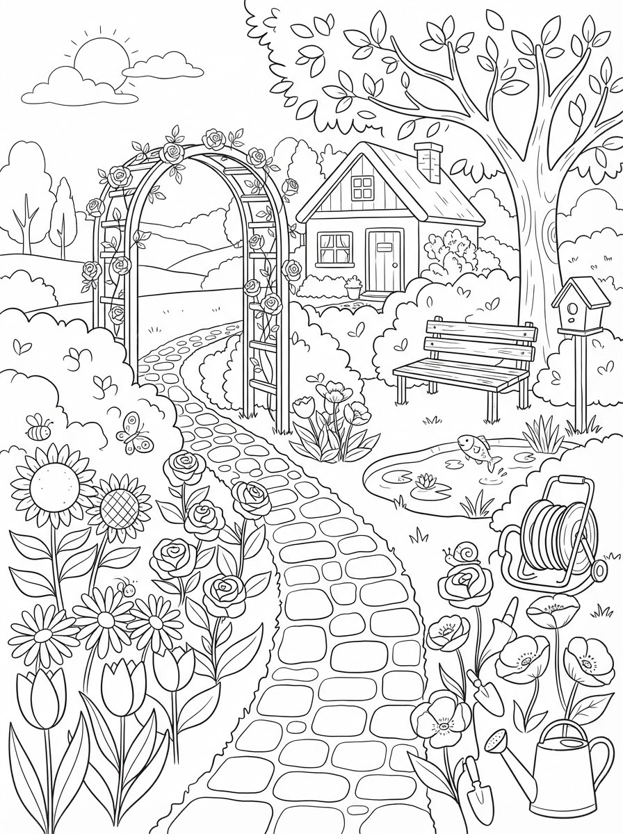 Garden Coloring Pages 11 detailed Garden coloring pages for adults
