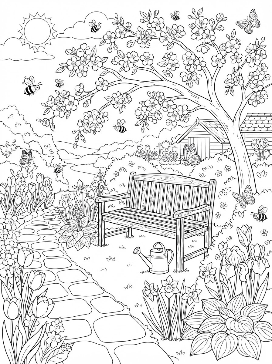 Garden Coloring Pages 20 free full size printable Garden coloring pages for adults pdf