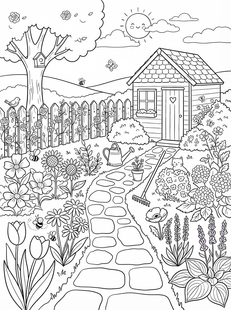 Garden Coloring Pages 10 Garden cards coloring pages 1