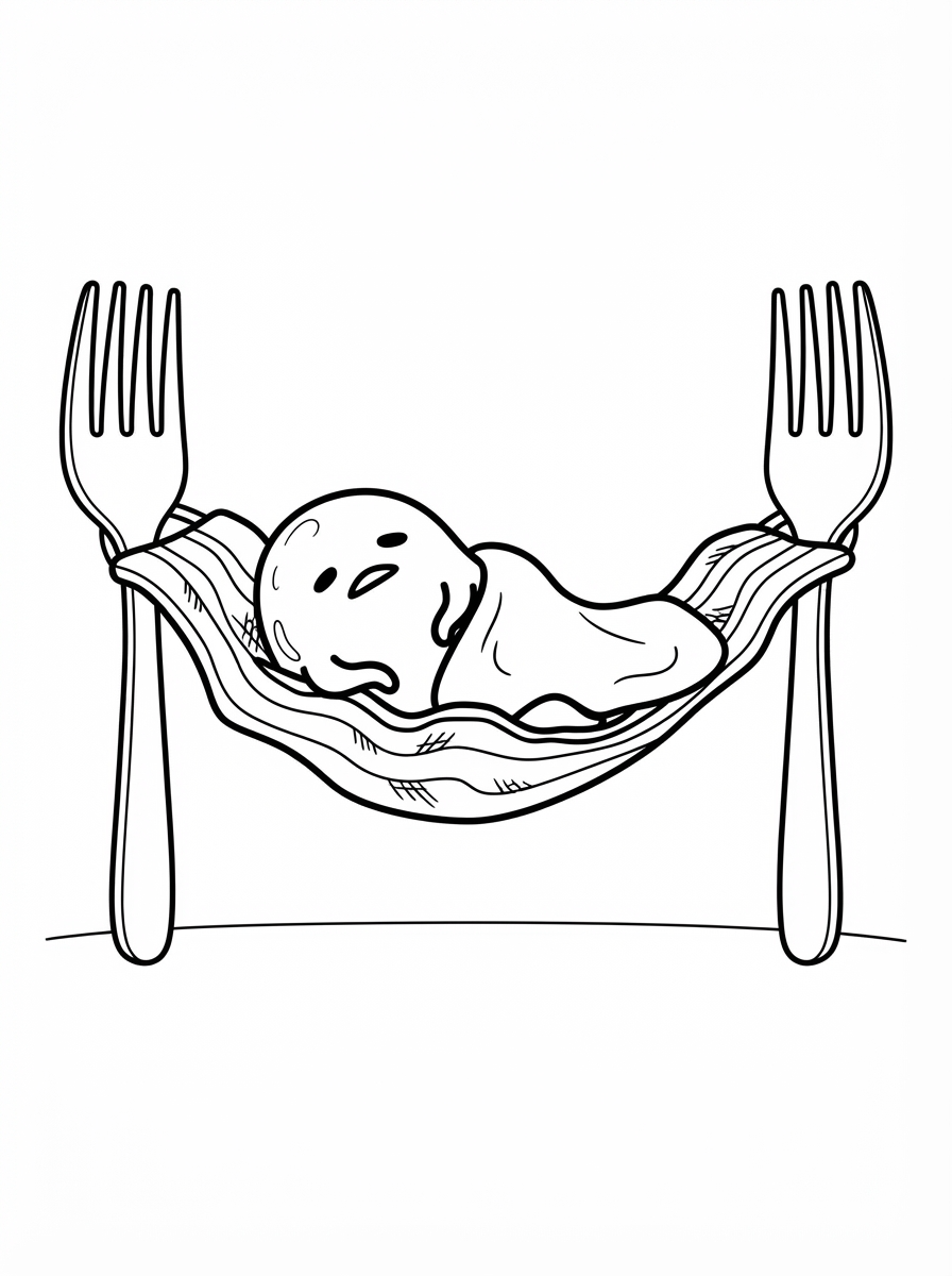 hard Gudetama coloring pages 1