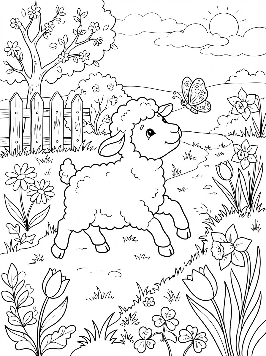 Coloriages d'agneaux 16 Coloriages d'agneaux gratuits pour enfants 1