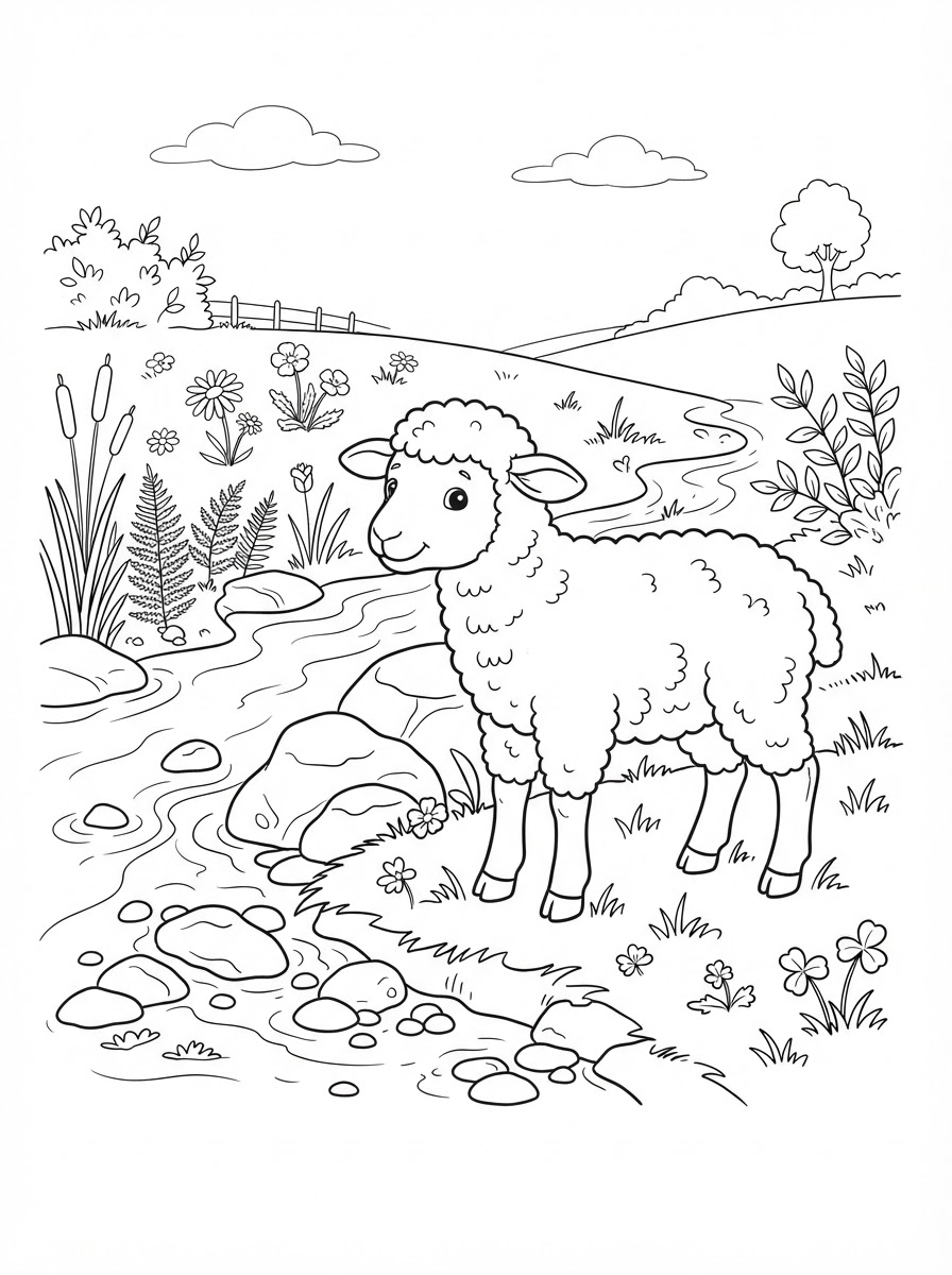 Coloriages d'agneaux 6 Coloriages d'agneaux gratuits pour enfants
