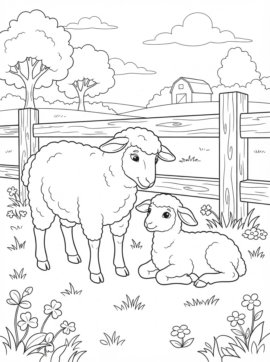Coloriages d'agneaux 7 coloriages d'agneau à l'ancienne
