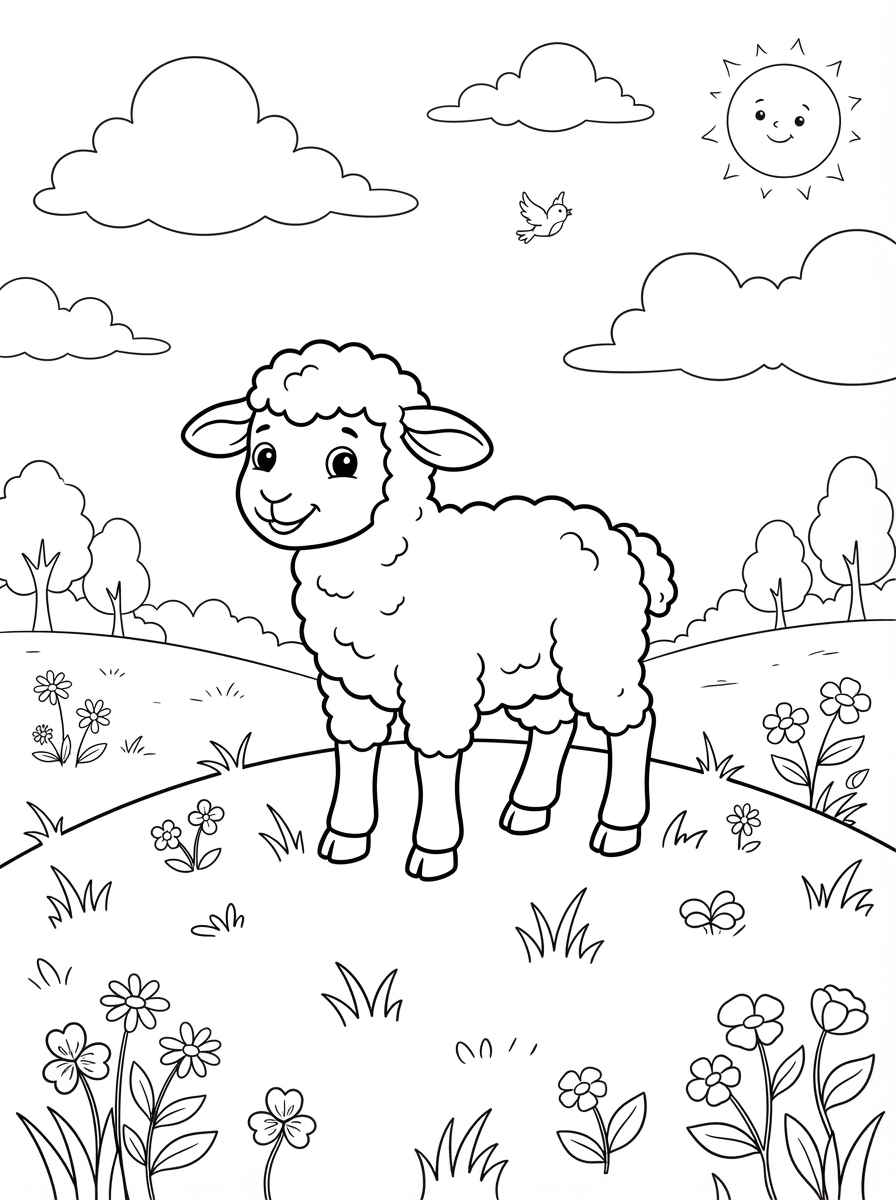 Coloriages d'agneaux 10 Coloriages d'agneaux pour enfants d'âge préscolaire