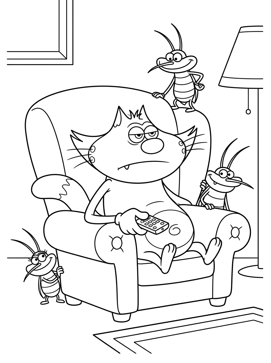 Oggy and the Cockroaches Coloring Pages 2 free Oggy and the Cockroaches coloring pages for adults