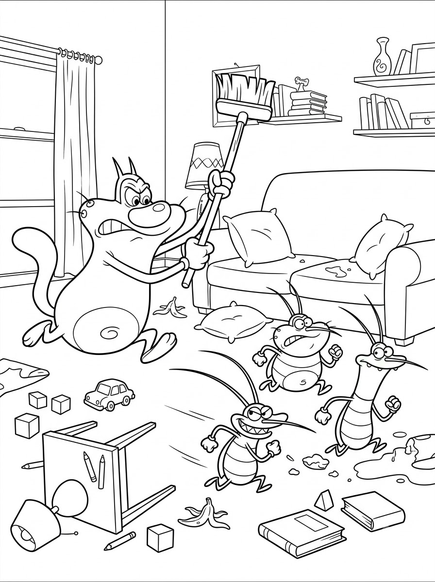Oggy and the Cockroaches Coloring Pages 11 Oggy and the Cockroaches adult coloring pages