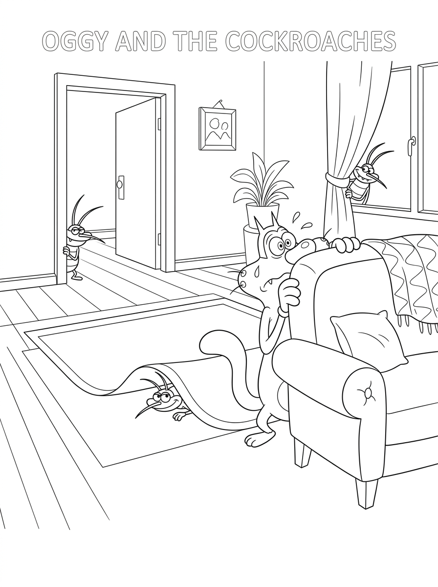 Oggy and the Cockroaches Coloring Pages 13 easy Oggy and the Cockroaches coloring pages