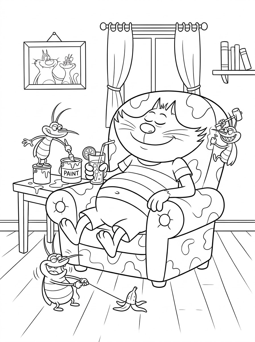 Oggy and the Cockroaches Coloring Pages 18 free coloring Oggy and the Cockroaches pages