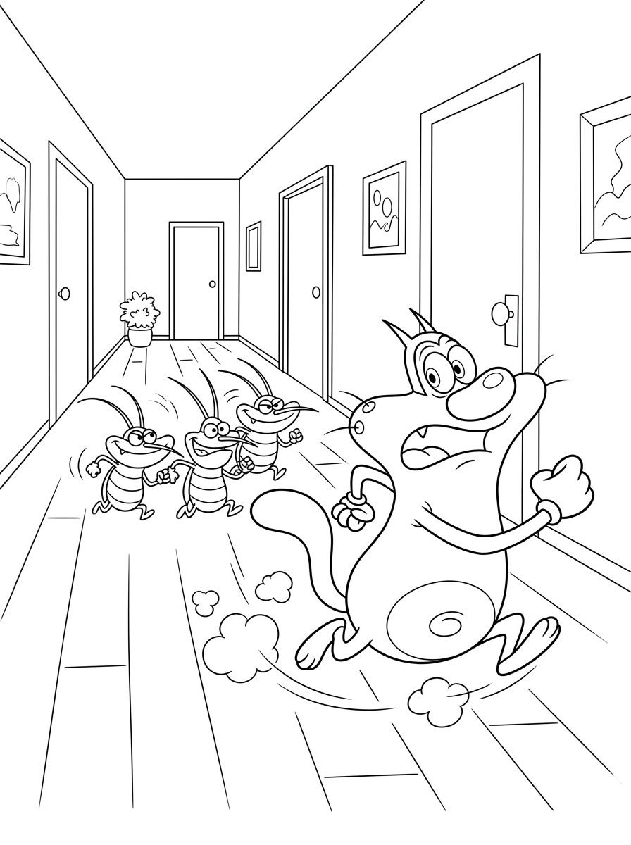 Oggy and the Cockroaches Coloring Pages 20 adult Oggy and the Cockroaches coloring pages 1